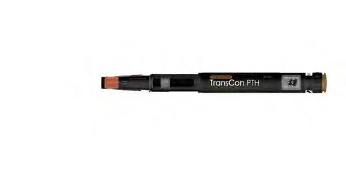 Горизонтальная чёрная инъекционная ручка с белой надписью TransCon PTH и небольшим цифровым дисплеем справа на белом фоне
