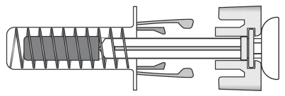 Diagrama técnico en blanco y negro que muestra la sección transversal de un dispositivo médico con un muelle interno y un pistón central