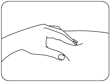 Dibujo lineal que muestra una mano que pellizca la piel de la
