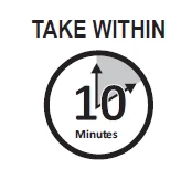 Testo nero TAKE WITHIN sopra un cerchio con la scritta 10 Minutes e una freccia che indica un settore di un decimo del quadrante superiore