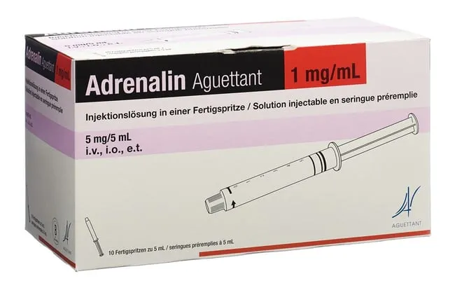 Adrenaline Aguettant solution for injection in pre-filled syringe