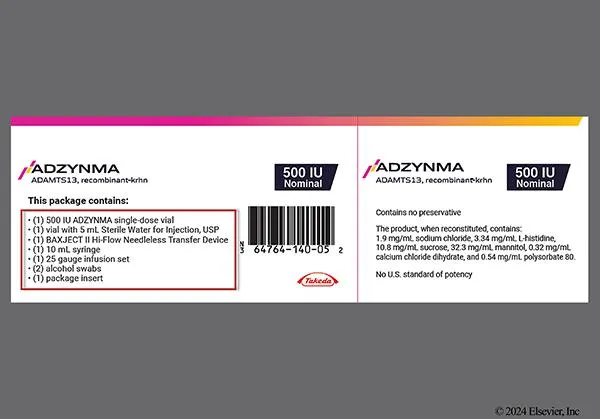 Adzynma solution for injection, powder and solvent