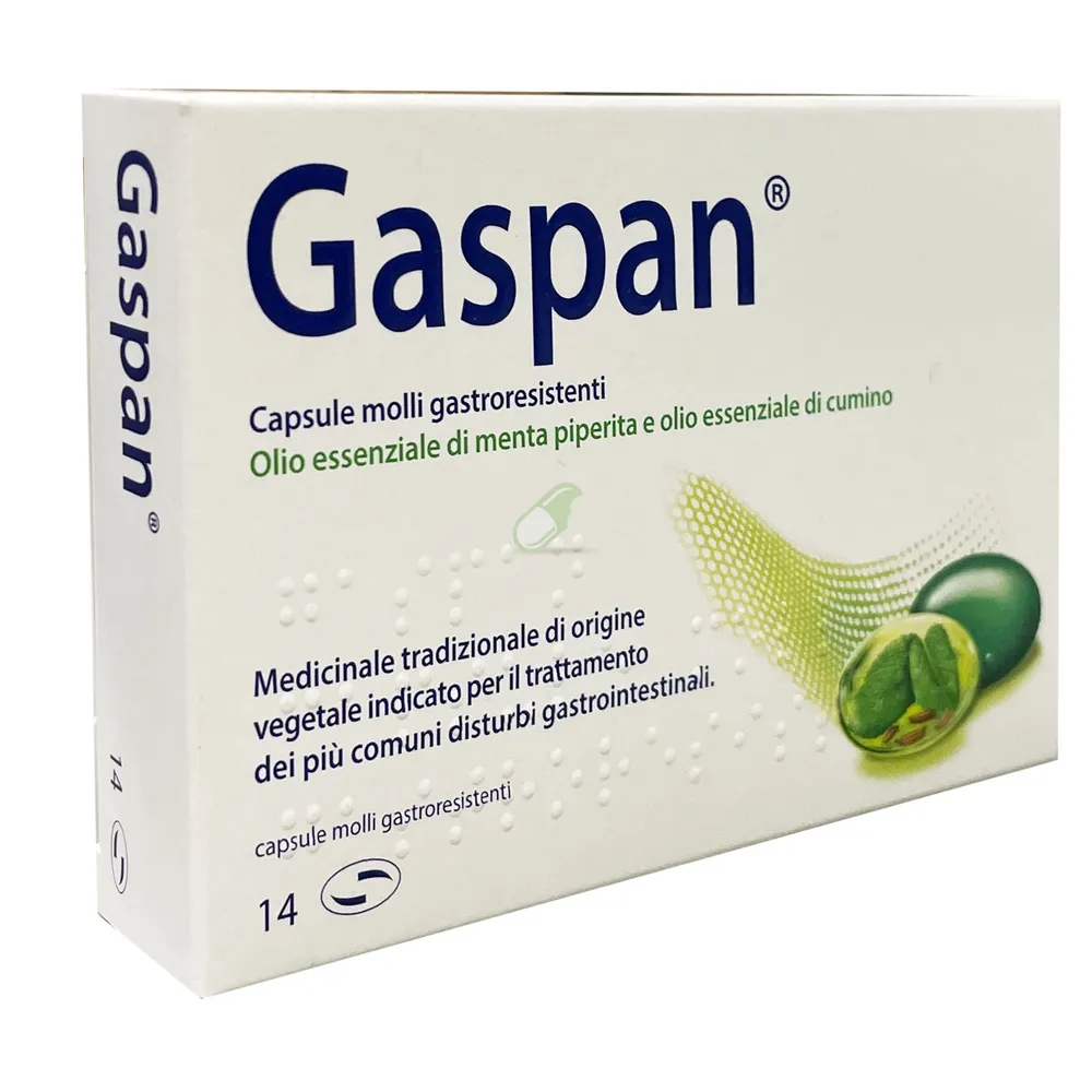 Gaspan capsules, soft gelatin, gastro-resistant