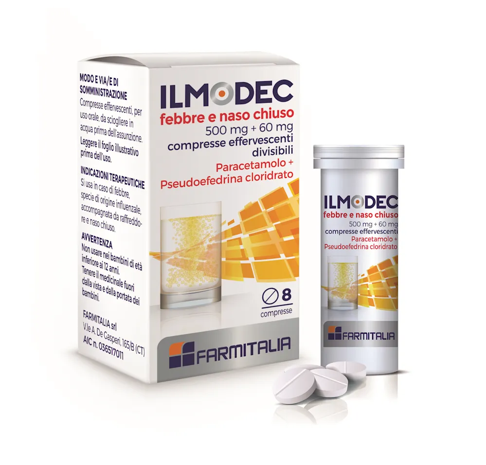 Ilmodec para la fiebre y congestión nasal comprimidos efervescentes