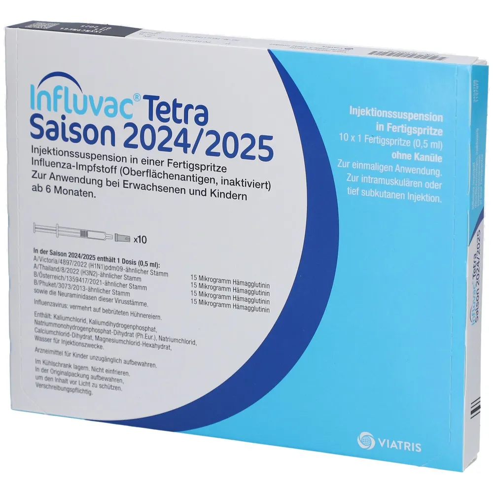 Influvac S TETRA suspension for injection, in pre-filled syringe