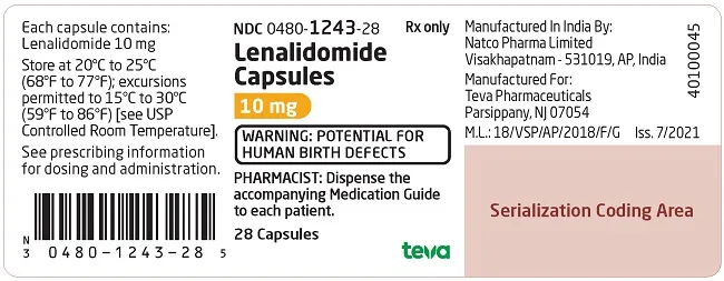 Lenalidomide Teva capsules, hard gelatin