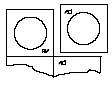 Dibujo esquemático de tres cuadrados con grandes círculos en su interior, que contiene las abreviaturas médicas AD y AV sobre fondo blanco