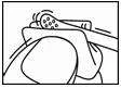 Schematic illustration showing application of a transdermal patch medication onto the hip or buttock of a person who is sitting or lying down
