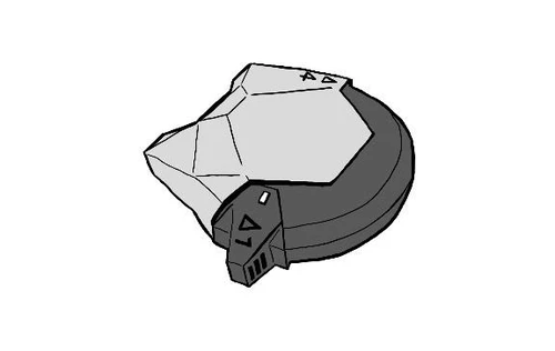 Gray, round medical cap with visible arrow markings and the number 1 on a plastic housing, placed on a white background