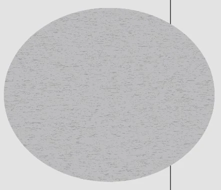 Cerchio grigio con texture simile a carta o tessuto fine, posizionato su sfondo chiaro con una linea verticale nera sul lato destro