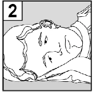 Illustration showing a person's face lying on the side with closed eyes and a gentle smile, with the number 2 in the upper left corner
