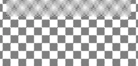 Modello a scacchi in bianco e nero con una striscia superiore sfocata e punteggiata, che crea uno sfondo astratto ad alto contrasto