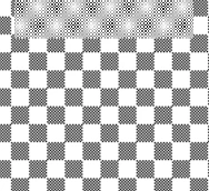 Sin elementos visibles, la imagen muestra únicamente un patrón de ajedrez en blanco y negro de baja resolución y artefactos digitales en la parte superior