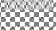 Patrón de ajedrez en blanco y negro con una forma clara y difuminada en la parte superior que recuerda nubes o humo sobre un fondo de cuadrados regulares