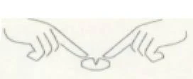 Two hands pointing with index fingers at a white, round tablet divided into two equal parts for splitting