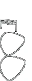 Contour drawing showing two irregular, rounded shapes arranged one below the other on a white background