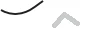 Black, long curved line shaped into an arc, with a smaller gray symbol resembling an arrowhead or greater-than sign placed beside it