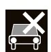 Icon depicting a white outline of a car on a black background, crossed out with a large white X, symbolizing prohibition of vehicle operation