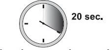 Orologio analogico con un'area scura evidenziata dalle 12 alle 4, e la scritta 20 sec accanto che indica il tempo trascorso