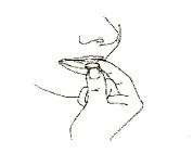 Disegno che raffigura una mano che tiene una piccola pillola appena davanti alla bocca di una persona che sta per inghiottire il farmaco