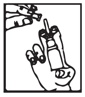 Two hands holding a vial of medication and a syringe, preparing to draw up the preparation for injection