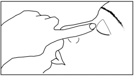Disegno con linea nera che raffigura una mano che indica con il dito indice l'occhio e la zona del naso di una persona in primo piano laterale