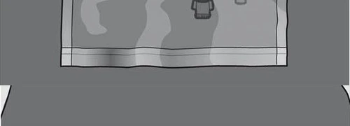 Gray drawing depicting a piece of clothing with a camouflage pattern and a visible lower edge of the garment on a solid background