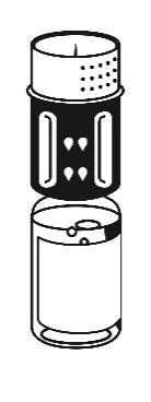 Schematic black-and-white illustration showing a vertically positioned, unfolded ampoule heater with visible droplets of fluid and perforation lines