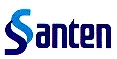 Logotipo de la empresa farmacéutica Santen compuesto por dos letras S entrelazadas en colores azul claro y azul marino, junto con el nombre 'Santen'