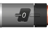 Close-up of a gray medical device component with a black display showing a white zero and a horizontal line to the left