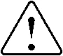 Black exclamation mark inside a white triangle with thick black border, warning symbol on white background