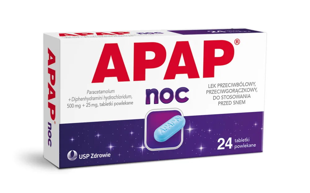 Apap night tablets, film-coated