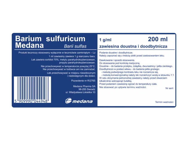 Bario sulfúrico Medana sospensione, orale e rettale