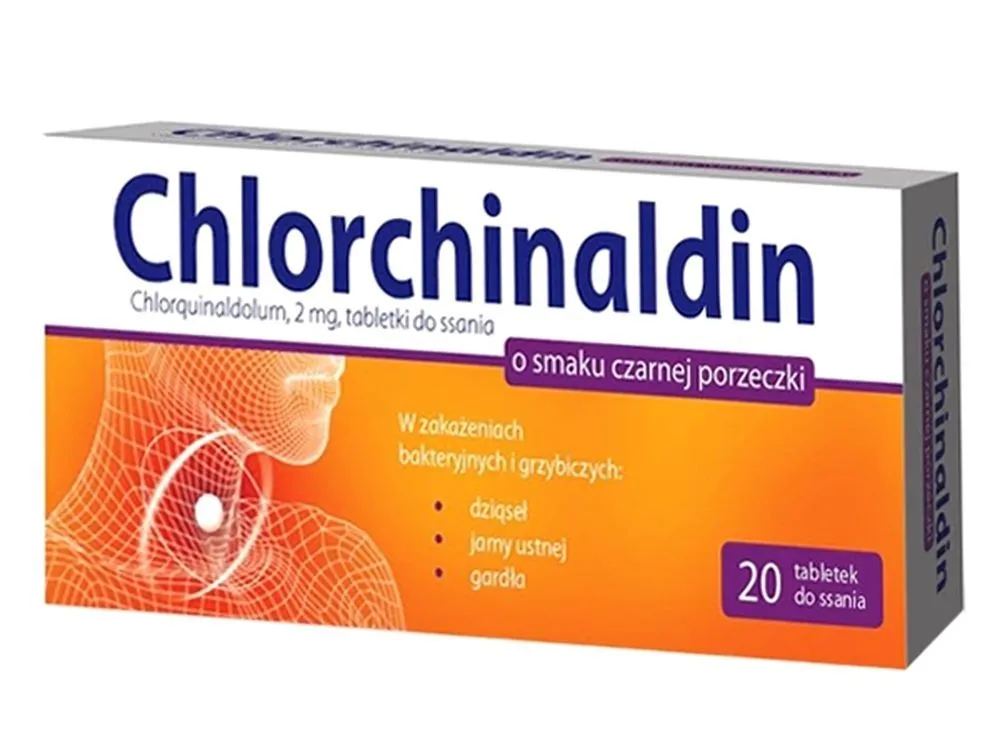 Chlorchinaldin sabor a grosella negra comprimidos para chupar