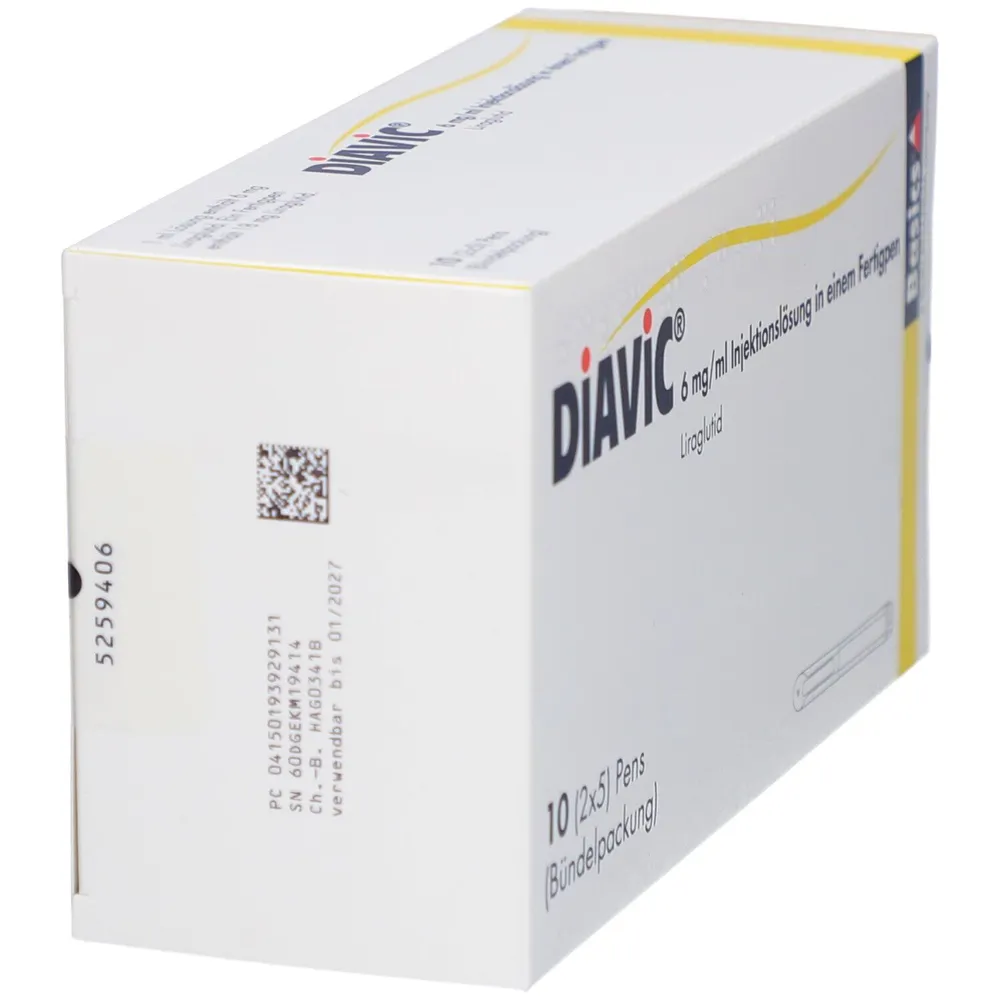 Diavic solution for injection in a syringe