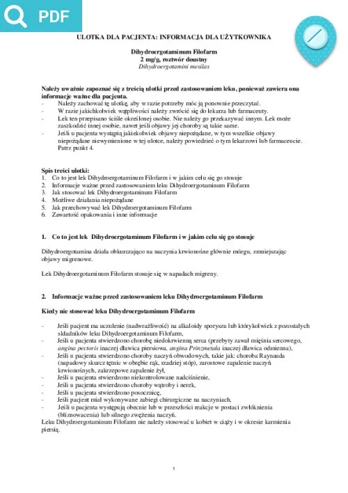 Dihydroergotaminum filofarm solution, oral