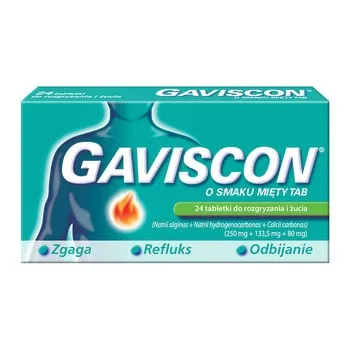 Gaviscon de sabor a menta comprimidos tabletki, do rozgryzania i żucia