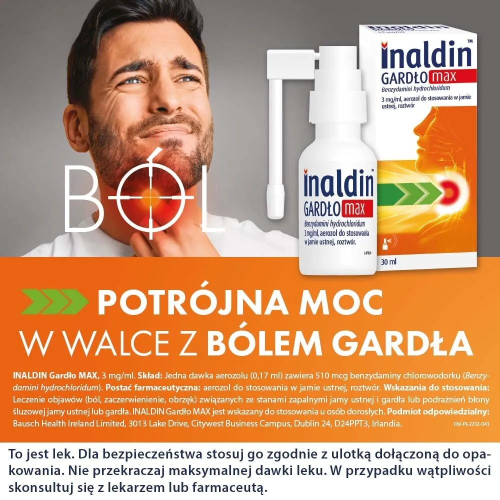 Inaldin throat max aerosol, oral solution