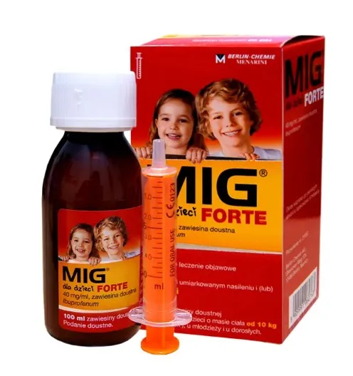 Mig for children forte with strawberry flavor suspension, oral