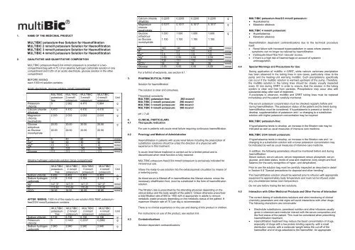 Multibic with potassium 3 mmol/l solution for hemodialysis/for hemofiltration solution for hemodialysis / for hemofiltration