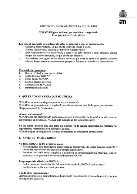 Noxap gas, comprimido