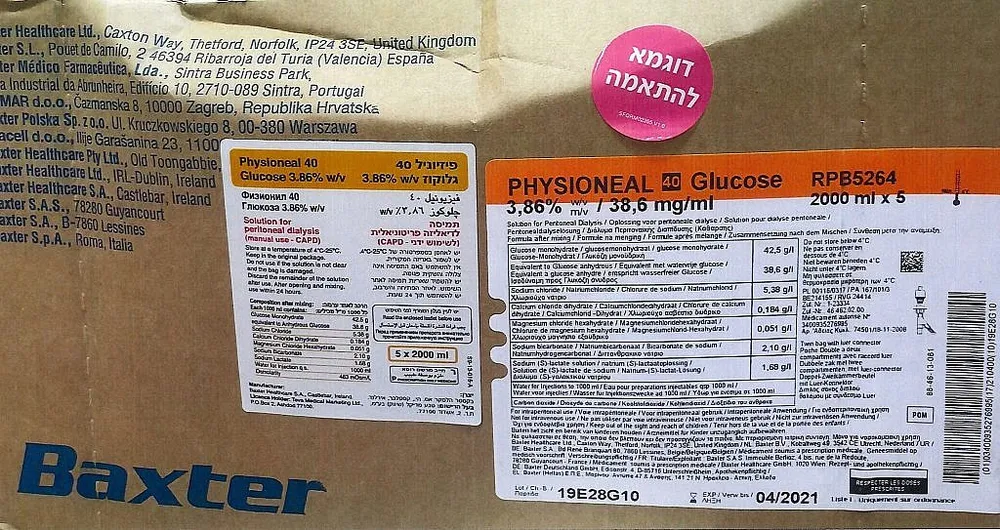 Physioneal 40 with glucose 3,86 w/v 38,6 mg/ml solution, peritoneal dialysis