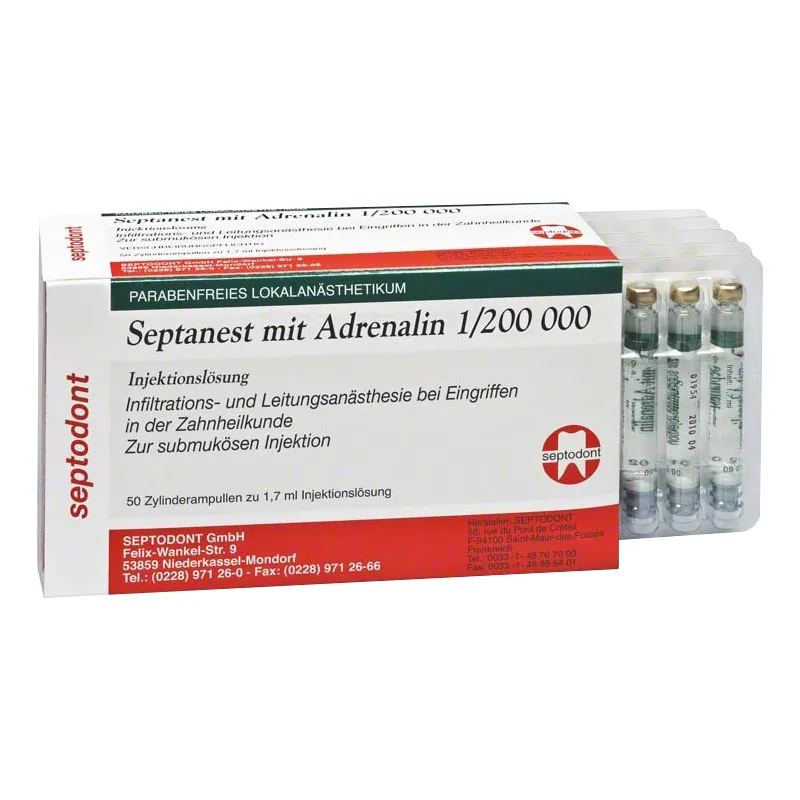 Septanest with adrenaline 1:200 000 solution for injection