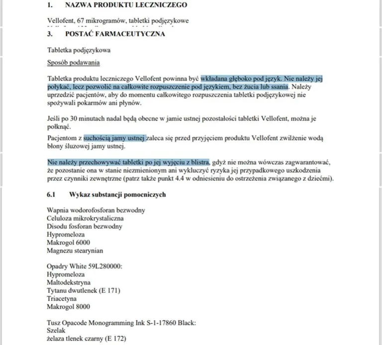 Vellofent comprimidos sublinguales