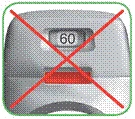 Do not use the device at 60 degrees temperature, marked with a red cross on a grey device with digital display