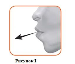 Perfil de la cabeza humana con una flecha que apunta hacia la boca, ilustrando la dirección de administración del medicamento o acción en la cavidad oral