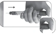 Hand holding a pen injector, pressing the plunger to administer medication, close-up showing the finger on the activation button