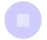 A light purple circle with a white square in the center, symbolizing a tablet or dose of medication for medical use