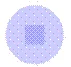 A purple circle with a mottled pattern and a dark purple square in the center containing a fine grid