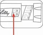 Pen injector labeled 'Lilly', red arrow indicating a dose of 24 units, scale showing doses from 2 to 8 units
